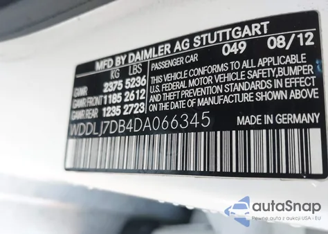 2013 Mercedes-Benz Cls 550 z USA, uszkodzony, nr VIN WDDLJ7DB4DA066345